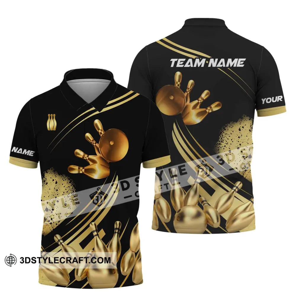 Unisex Shirt - Custom Name And Team Golden Bowling Polo / S T-Shirt