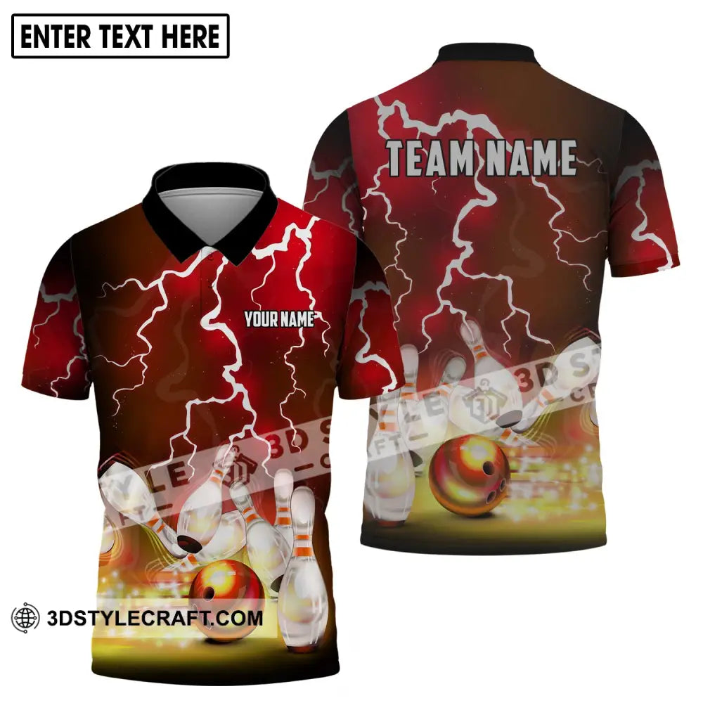 Unisex Shirt - Custom Name And Team Golden Thunder Bowling Lover Polo / S T-Shirt