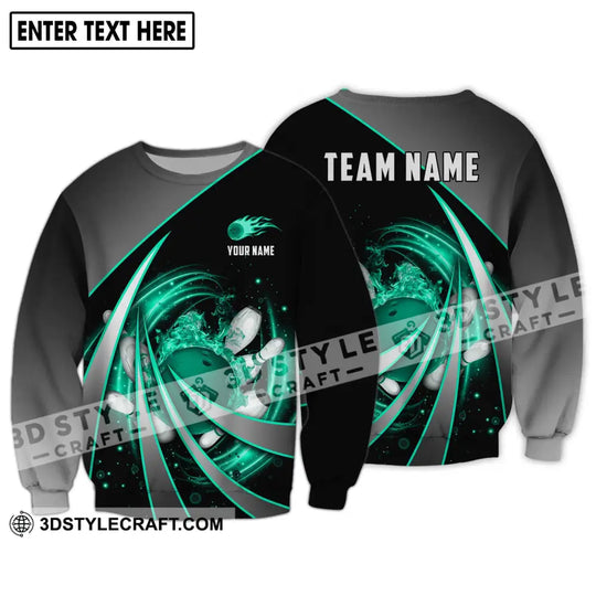Unisex Shirt - Custom Name And Team Name Shirt, Green Bowling Line style option 4
