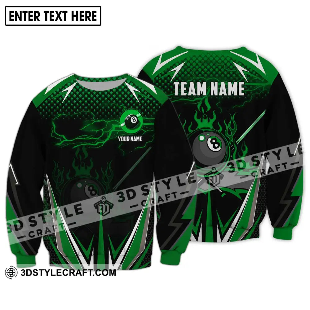 Unisex Shirt - Custom Name And Team Green Poison Billiard Long Sleeve / S T-Shirt