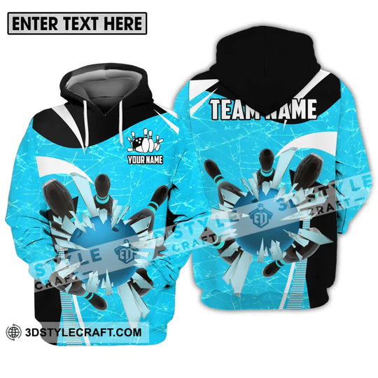 Unisex Shirt - Custom Name And Team Name Shirt, Light Blue Pieces Bowling style option 3
