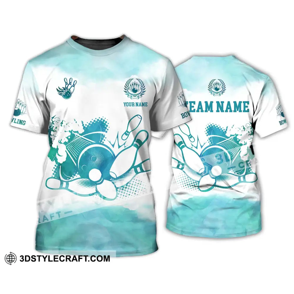 Unisex Shirt - Custom Name And Team Mint Color Bowling Ball Pins T-Shirt / S T-Shirt