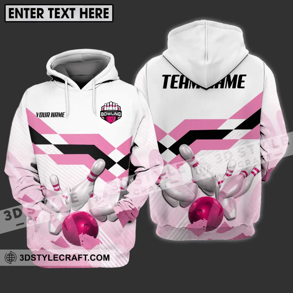 Unisex Shirt - Custom Name And Team Pink Bowling Ball Pins Hoodie / S T-Shirt