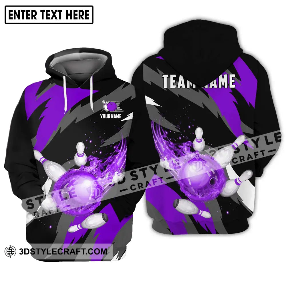 Unisex Shirt - Custom Name And Team Purple Bowling Ball Hoodie / S T-Shirt