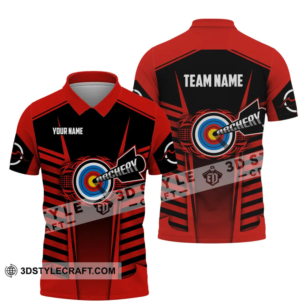 Unisex Shirt - Custom Name And Team Red Archery Polo / S T-Shirt