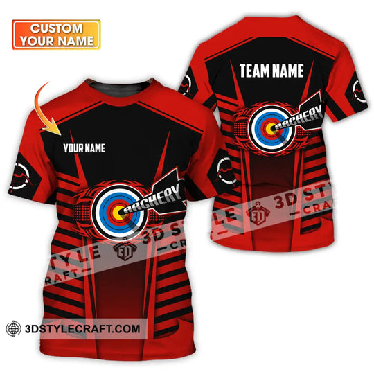 Unisex Shirt - Custom Name And Team Name Shirt, Red Archery style option 1