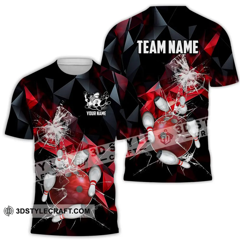 Unisex Shirt - Custom Name And Team Red Glasses Bowling T-Shirt / S T-Shirt