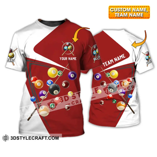 Unisex Shirt - Custom Name And Team Name Shirt - Red And White Shirt For Billiard Lover style option 1