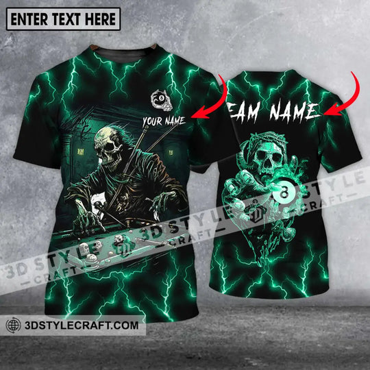 Unisex Shirt - Custom Name And Team Name Shirt, Skeleton Playing Billiards style option 1