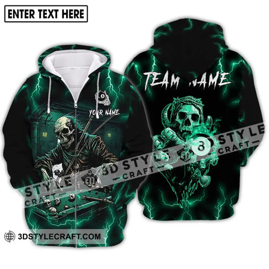 Unisex Shirt - Custom Name And Team Name Shirt, Skeleton Playing Billiards style option 2