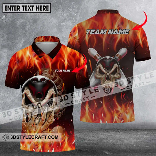Unisex Shirt - Custom Name And Team Name Shirt - Skull Fire Bowling - Shirt For Bowling Lover style option 4