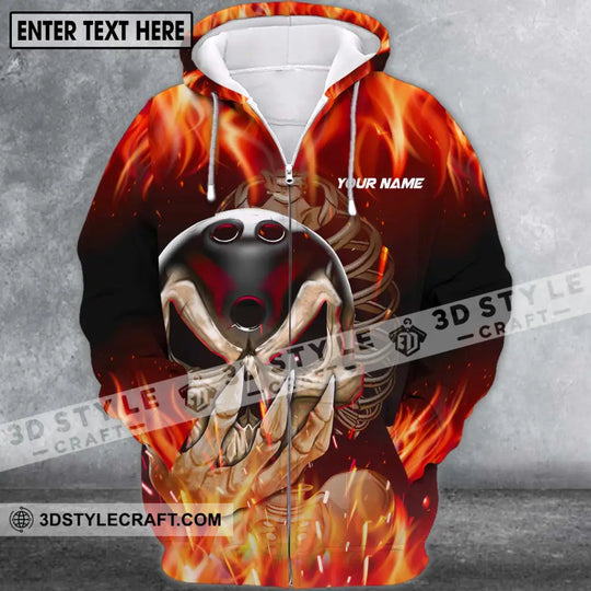 Unisex Shirt - Custom Name And Team Name Shirt - Skull Fire Bowling - Shirt For Bowling Lover style option 3