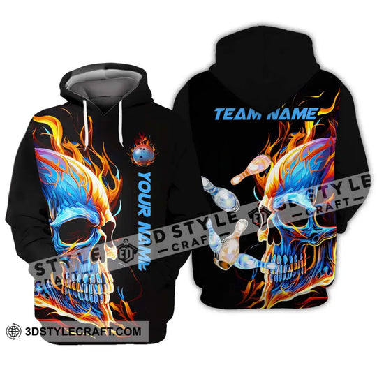 Unisex Shirt - Custom Name And Team Name Shirt, Skull Ice Fire Bowling style option 3