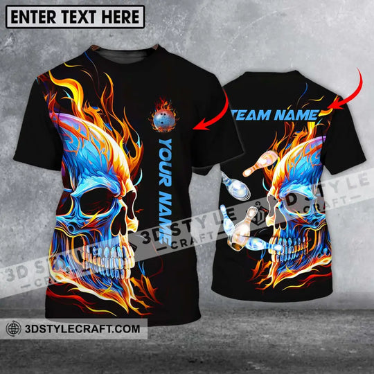 Unisex Shirt - Custom Name And Team Name Shirt, Skull Ice Fire Bowling style option 1