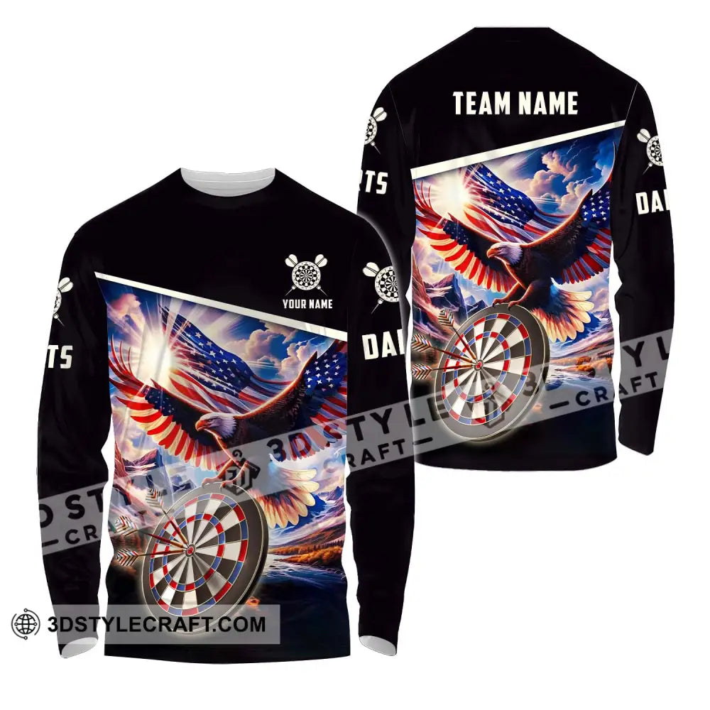 Unisex Shirt - Custom Name And Team Sport American Eagle Darts Long Sleeve / S T-Shirt