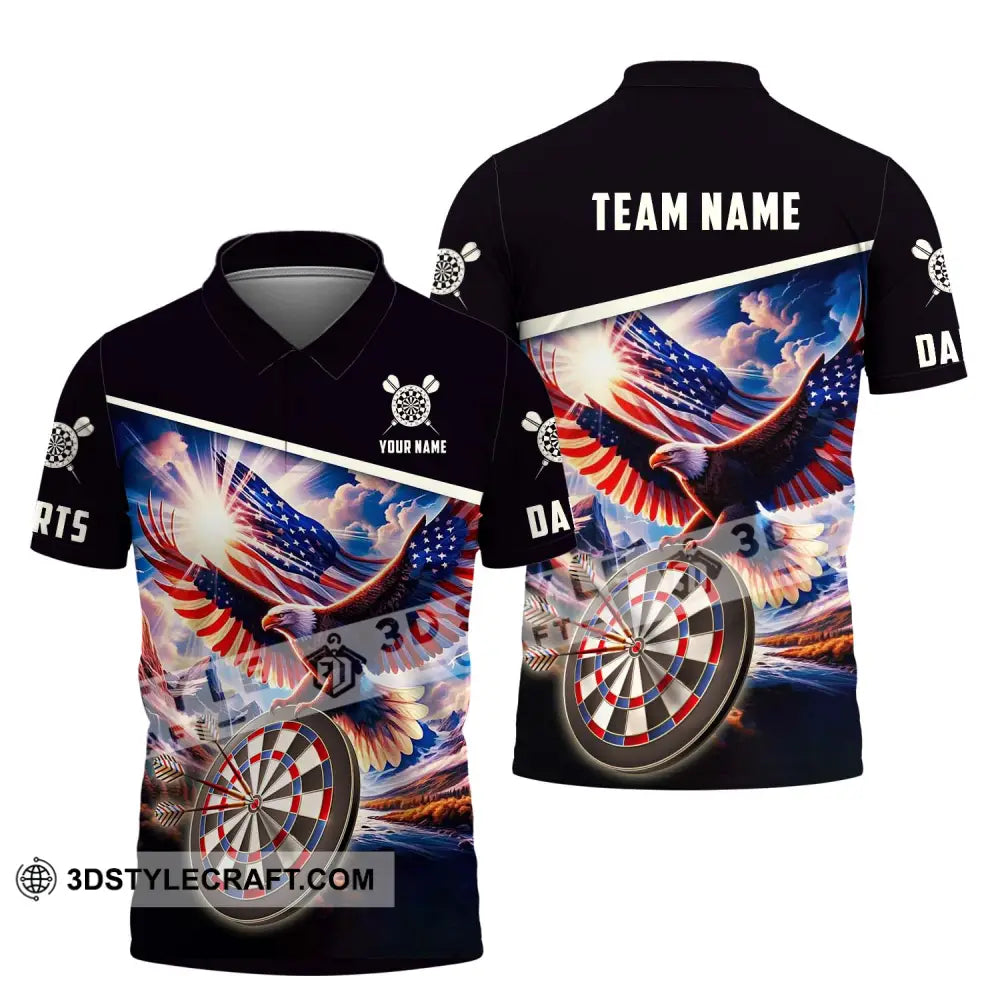 Unisex Shirt - Custom Name And Team Sport American Eagle Darts Polo / S T-Shirt