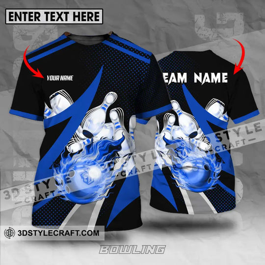 Unisex Shirt - Custom Name And Team Sport Bowling Shirt, Blue Bowling Ball style option 1