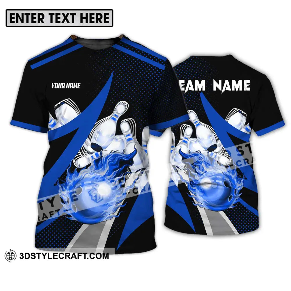 Unisex Shirt - Custom Name And Team Sport Bowling Blue Ball T-Shirt / S T-Shirt