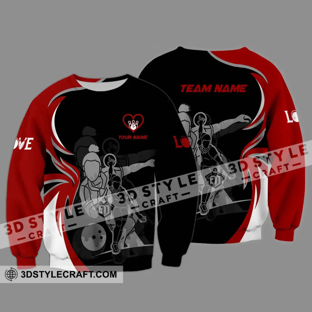 Unisex Shirt - Custom Name And Team Sport Bowling Player Long Sleeve / S T-Shirt