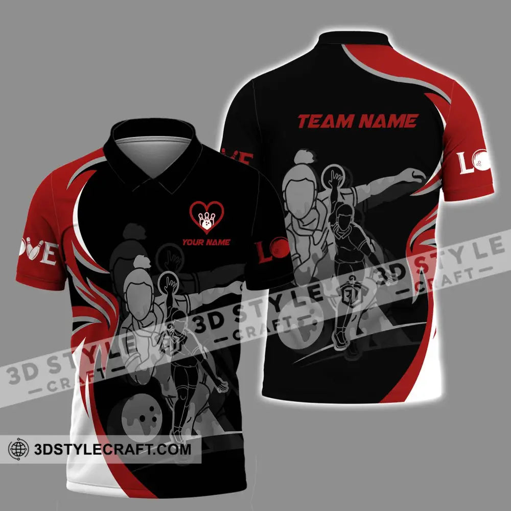 Unisex Shirt - Custom Name And Team Sport Bowling Player Polo / S T-Shirt