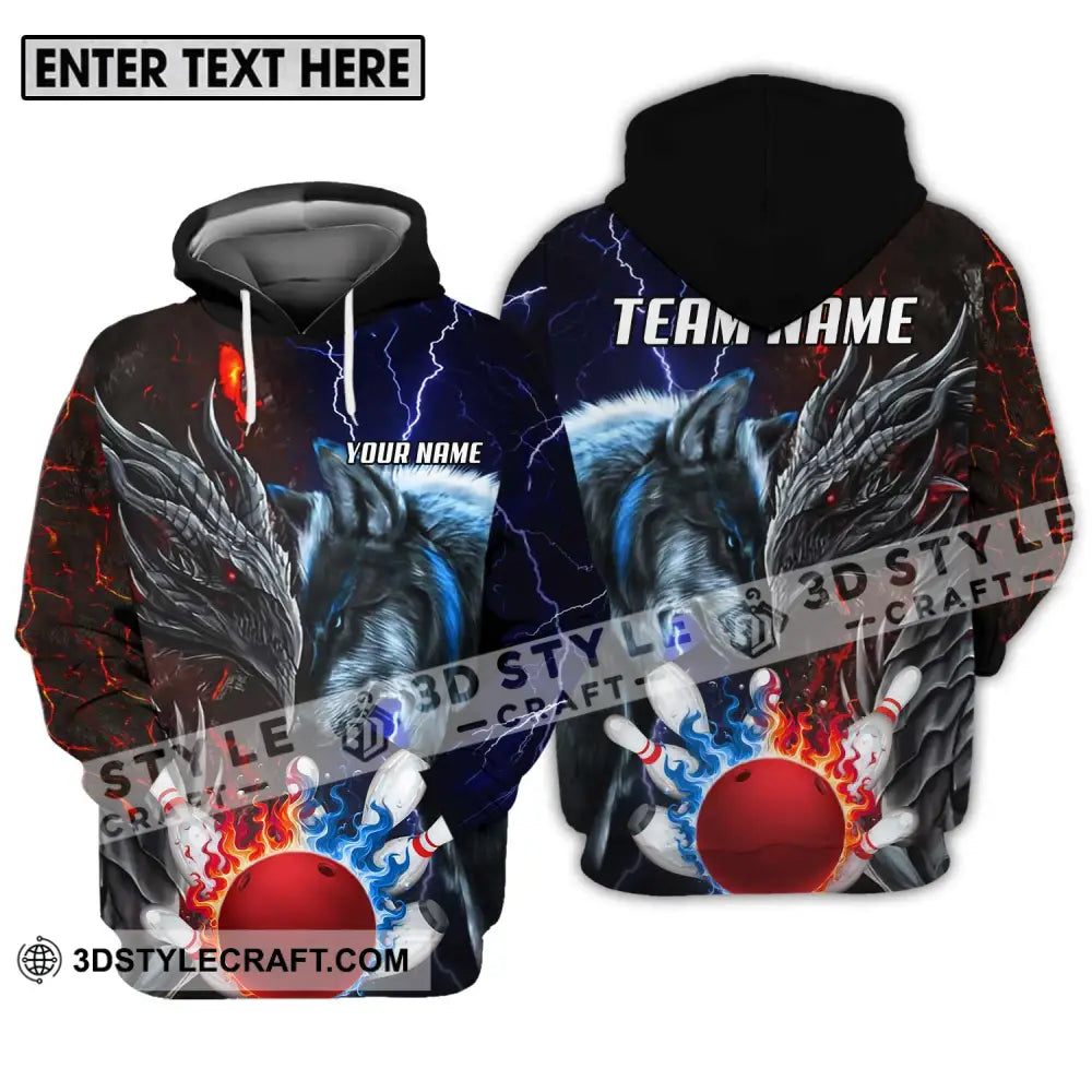 Unisex Shirt - Custom Name And Team Sport Fire Ice Bowling King Hoodie / S T-Shirt