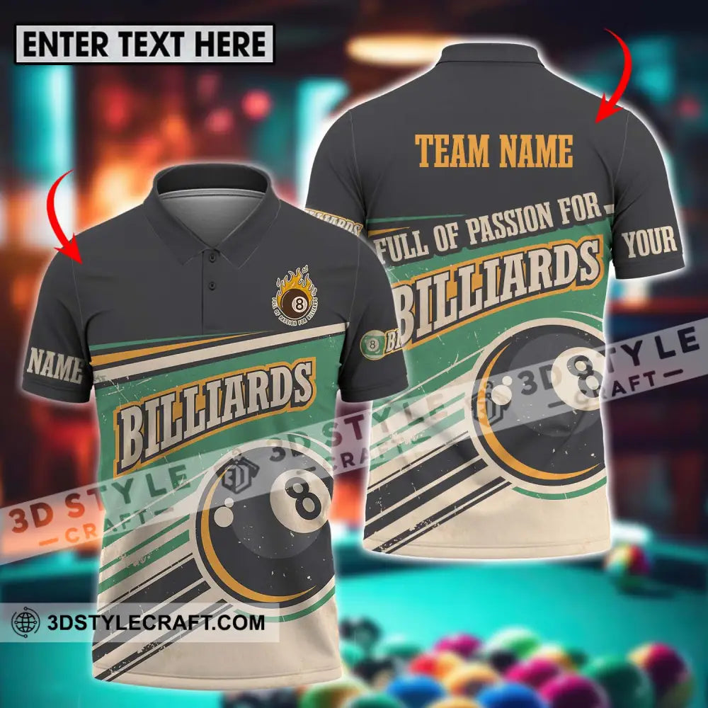 Unisex Shirt - Custom Name And Team Sport Full Of Passion For Billiards T-Shirt