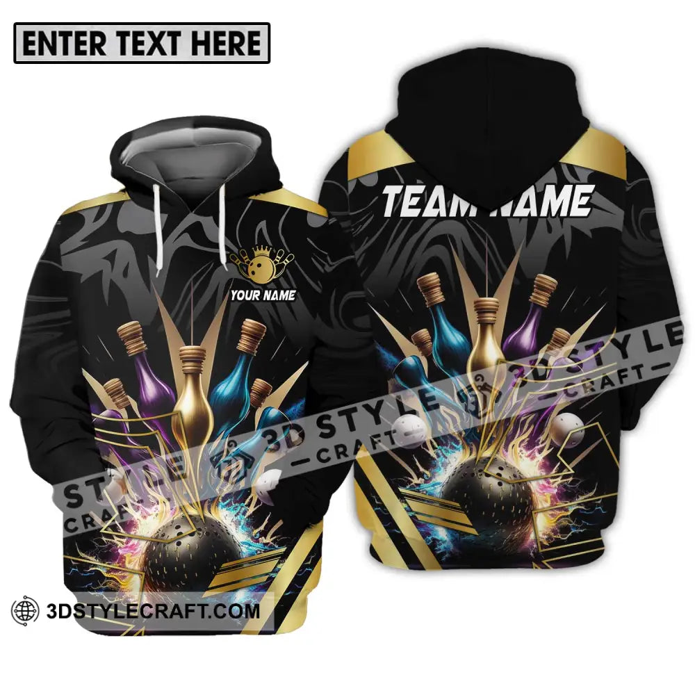 Unisex Shirt - Custom Name And Team Sport Golden Color Bowling Hoodie / S T-Shirt