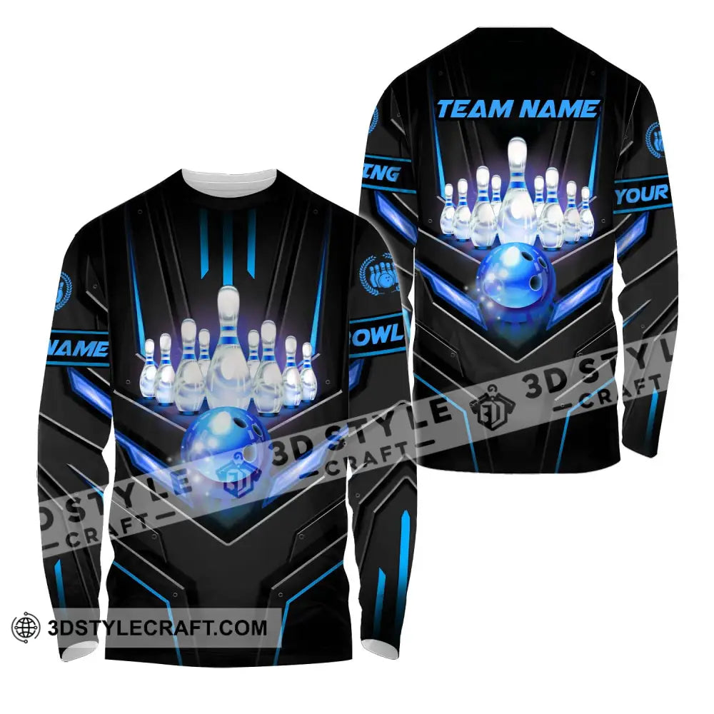 Unisex Shirt - Custom Name And Team Sport Ice Bowling Long Sleeve / S T-Shirt