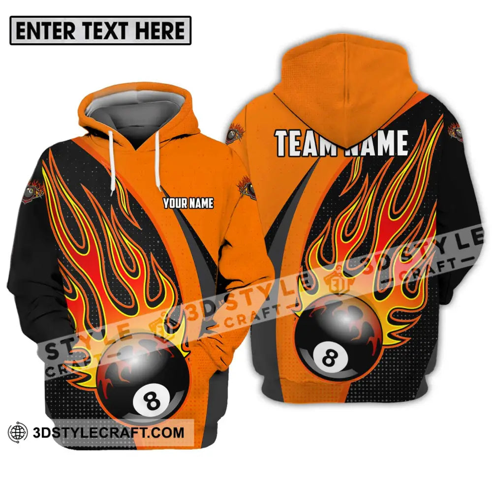 Unisex Shirt - Custom Name And Team Sport Orange Billiard Hoodie / S T-Shirt