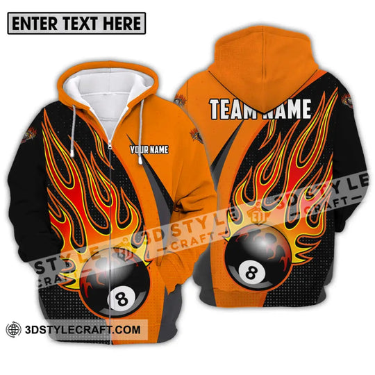Unisex Shirt - Custom Name And Team Name Sport Shirt, Orange Billiard style option 2
