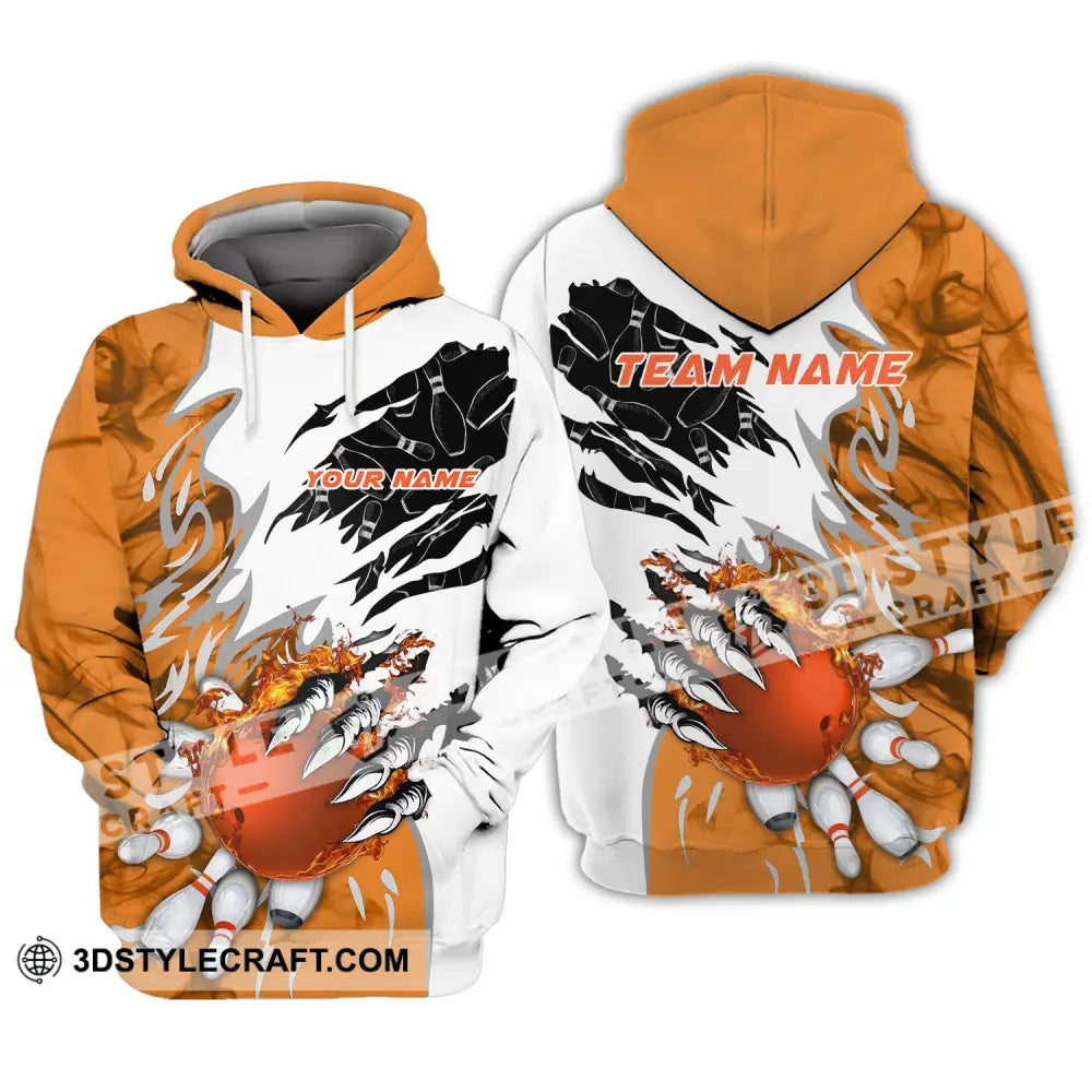 Unisex Shirt - Custom Name And Team Sport Orange Bowling Hoodie / S T-Shirt