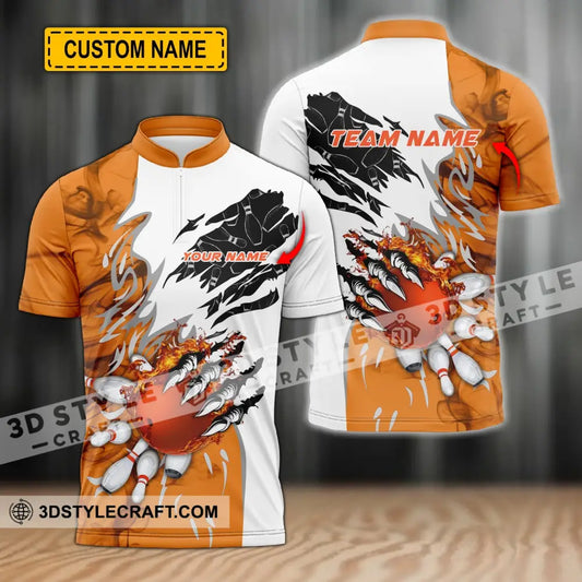 Unisex Shirt - Custom Name And Team Sport Orange Bowling T-Shirt