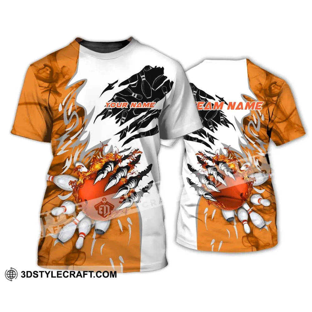 Unisex Shirt - Custom Name And Team Sport Orange Bowling T-Shirt / S T-Shirt