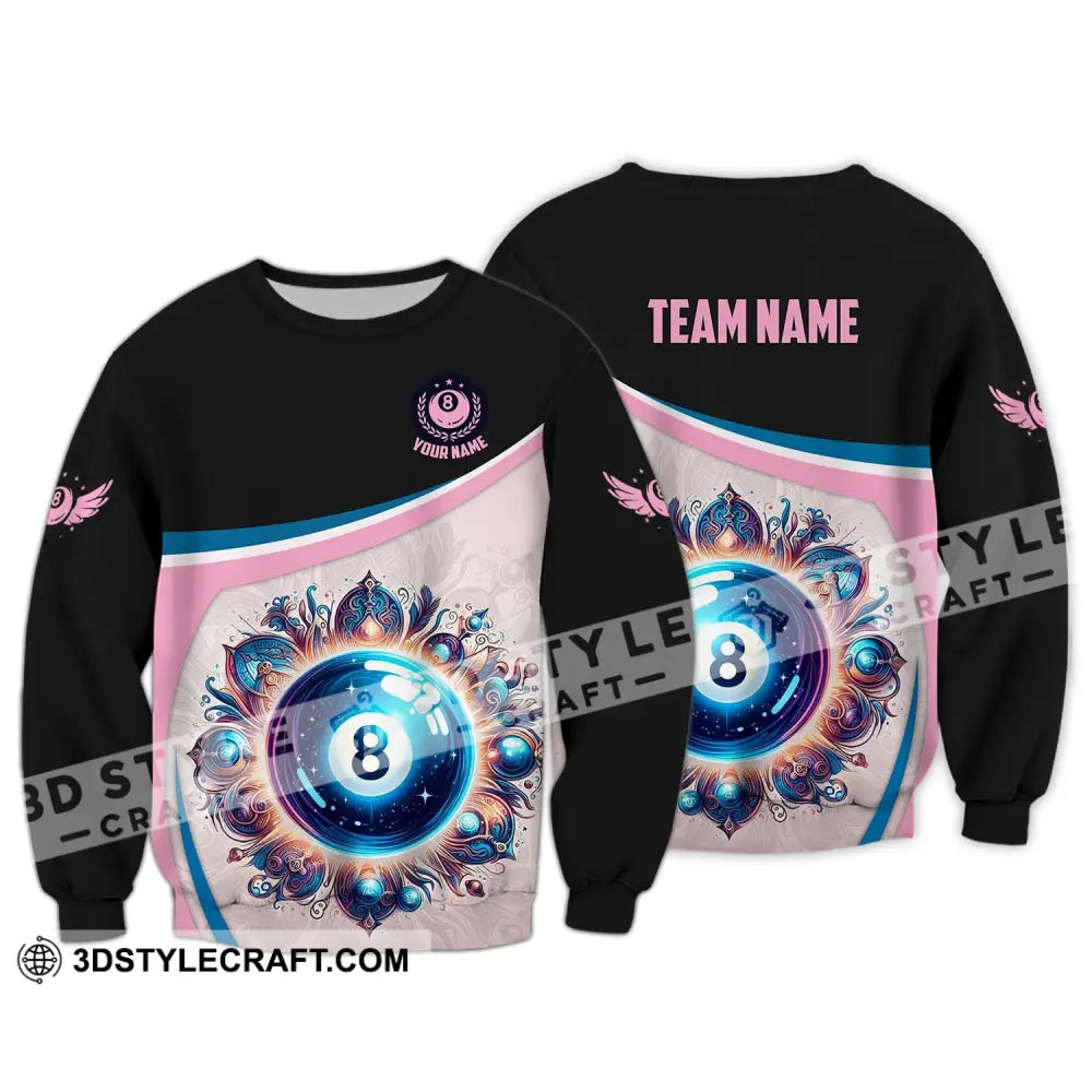 Unisex Shirt - Custom Name And Team Sport Pastel Color Billiard Long Sleeve / S T-Shirt