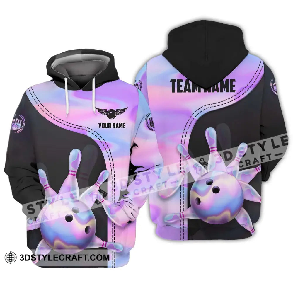 Unisex Shirt - Custom Name And Team Sport Pastel Color Bowling Hoodie / S T-Shirt