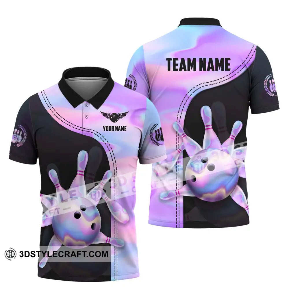 Unisex Shirt - Custom Name And Team Sport Pastel Color Bowling Polo / S T-Shirt