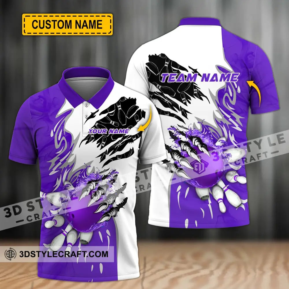 Unisex Shirt - Custom Name And Team Sport Purple Bowling T-Shirt