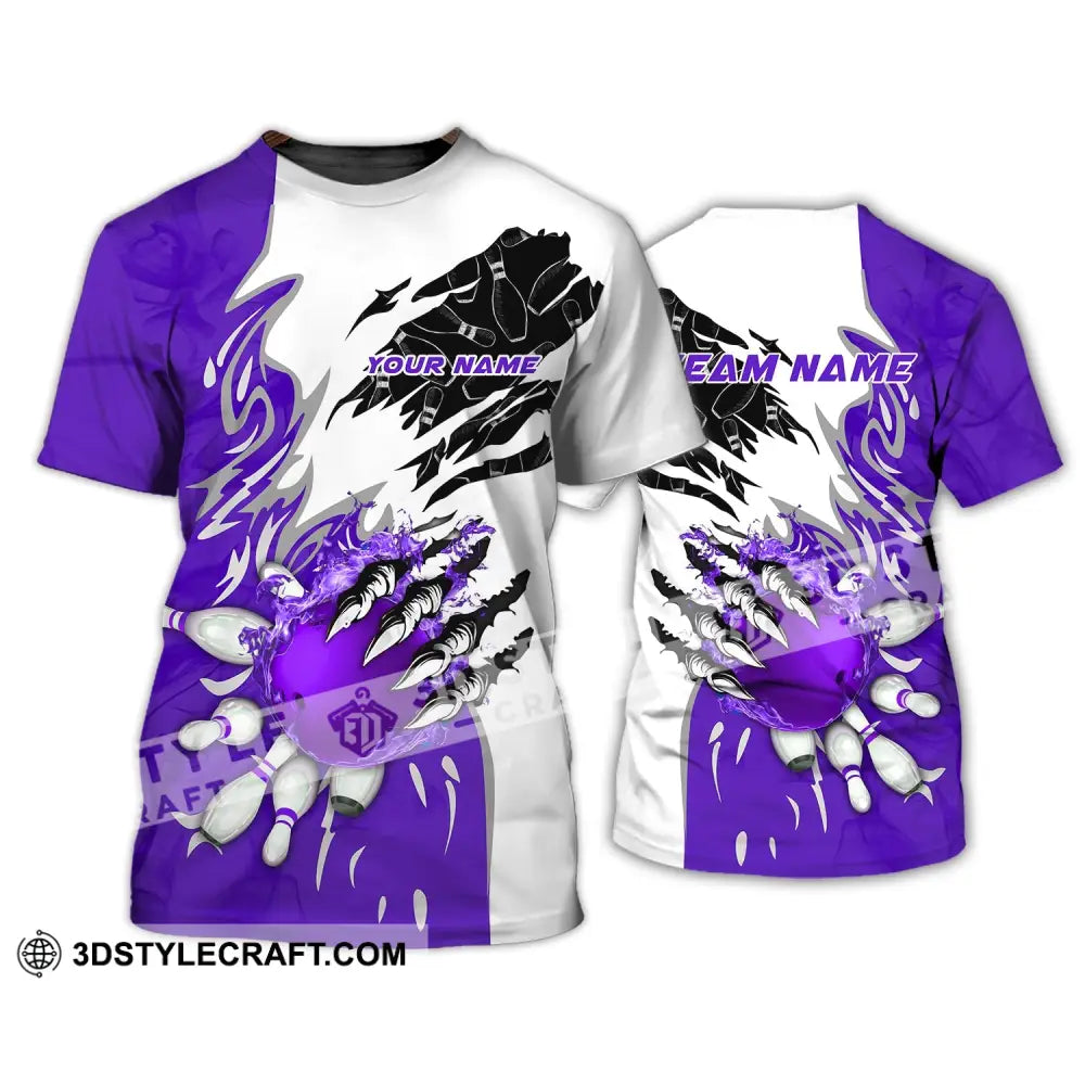 Unisex Shirt - Custom Name And Team Sport Purple Bowling T-Shirt / S T-Shirt