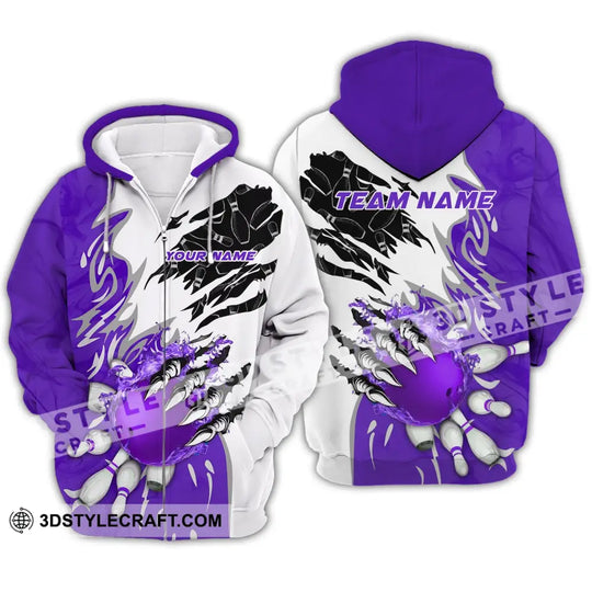 Unisex Shirt - Custom Name And Team Name Sport Shirt, Purple Bowling style option 4