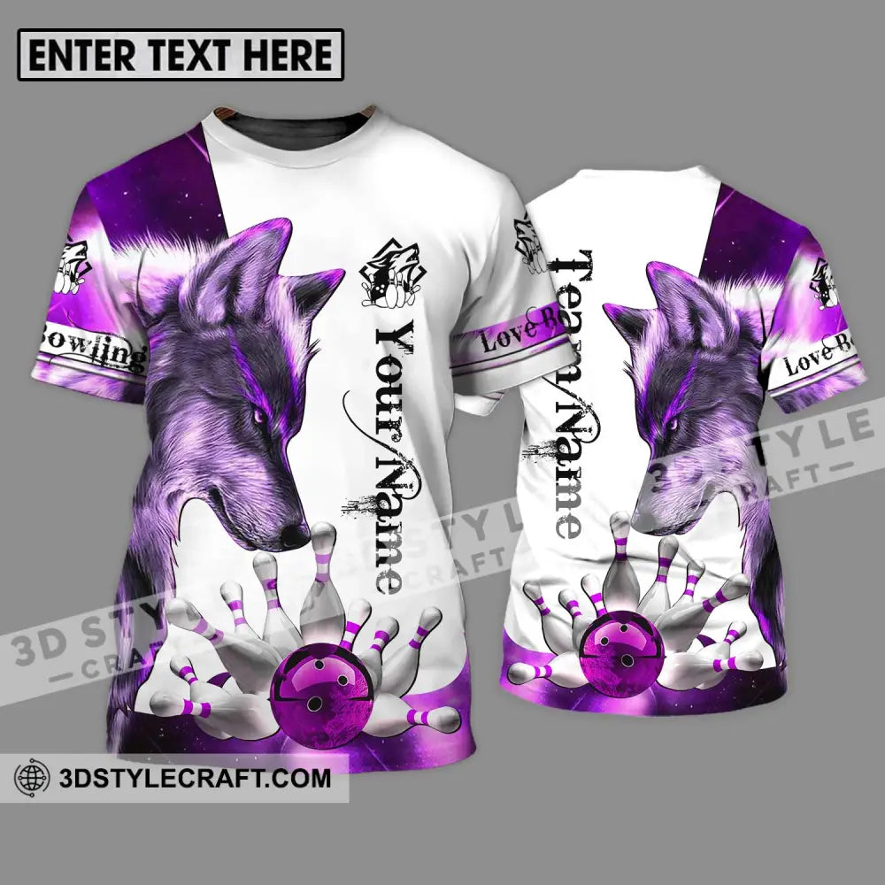 Unisex Shirt - Custom Name And Team Sport Purple Wolf Bowling T-Shirt / S T-Shirt