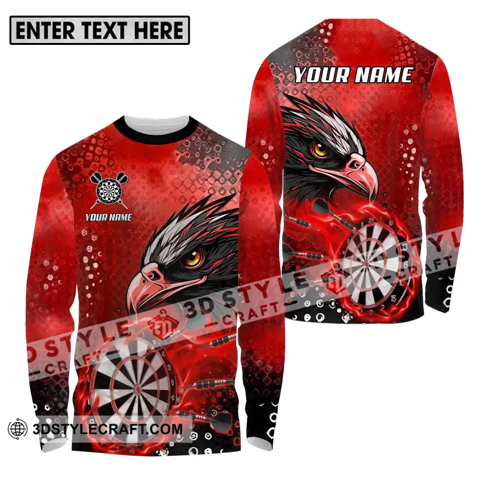 Unisex Shirt - Custom Name And Team Sport Red Eagle Darts Long Sleeve / S T-Shirt