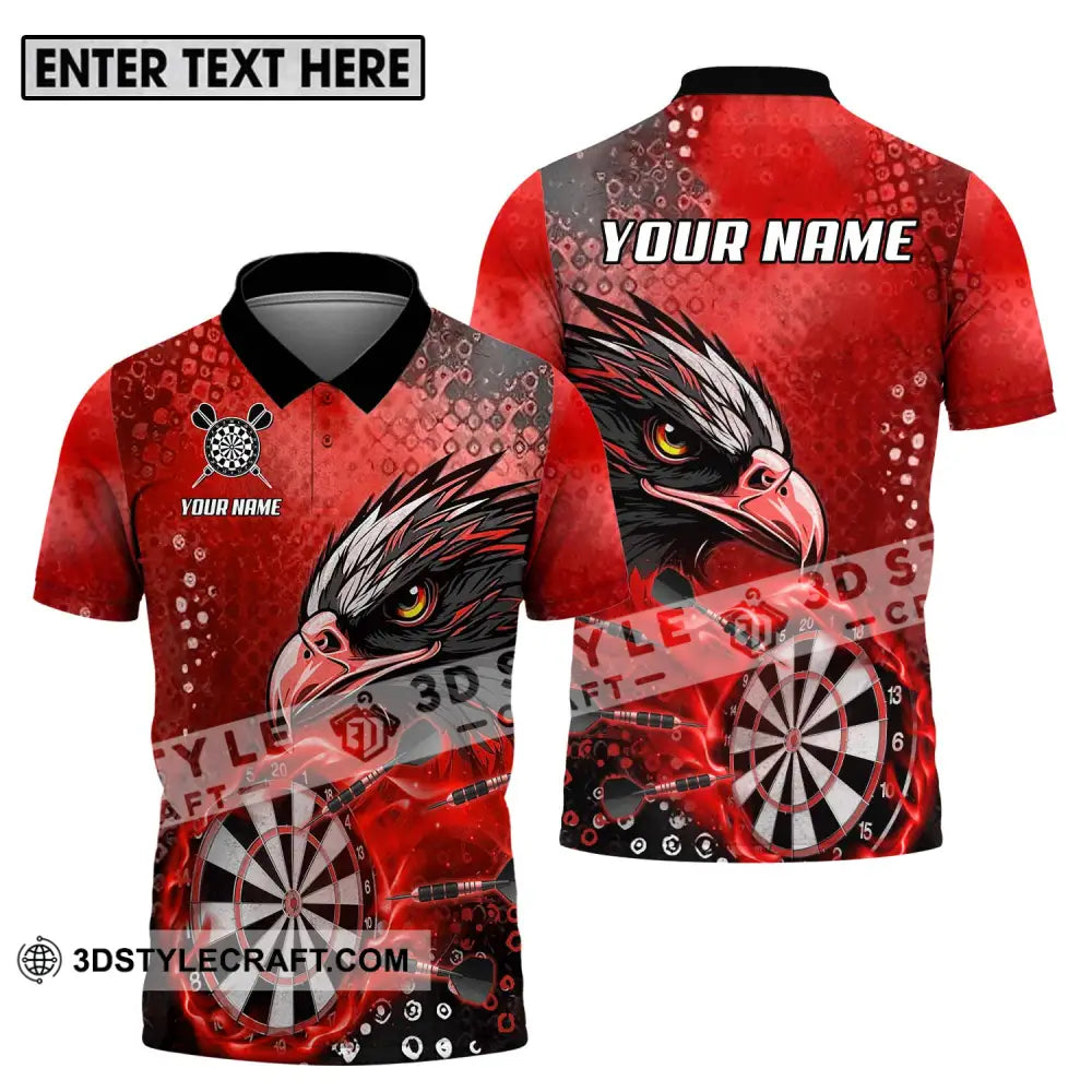 Unisex Shirt - Custom Name And Team Sport Red Eagle Darts Polo / S T-Shirt