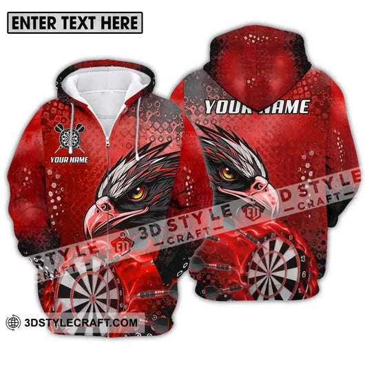 Unisex Shirt - Custom Name And Team Sport Red Eagle Darts Zipper Hoodie / S T-Shirt