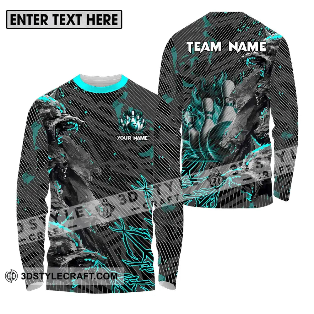 Unisex Shirt - Custom Name And Team Sport Wolves Bowling Long Sleeve / S T-Shirt