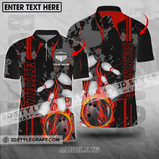 Unisex Shirt - Custom Name And Team Name Shirt, Strike Fire Bowling Ball Player Shirt style option 1