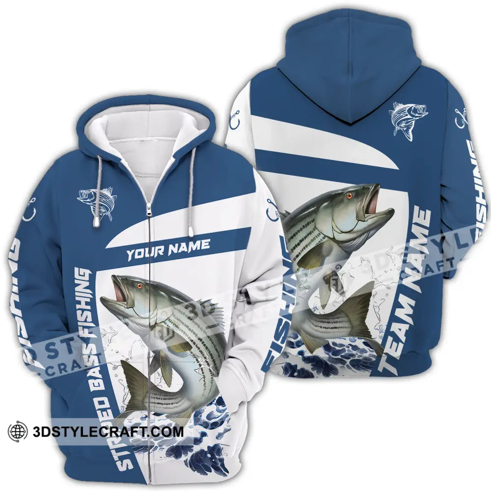 Unisex Shirt - Custom Name And Team Striped Fishing Zipper Hoodie / S T-Shirt