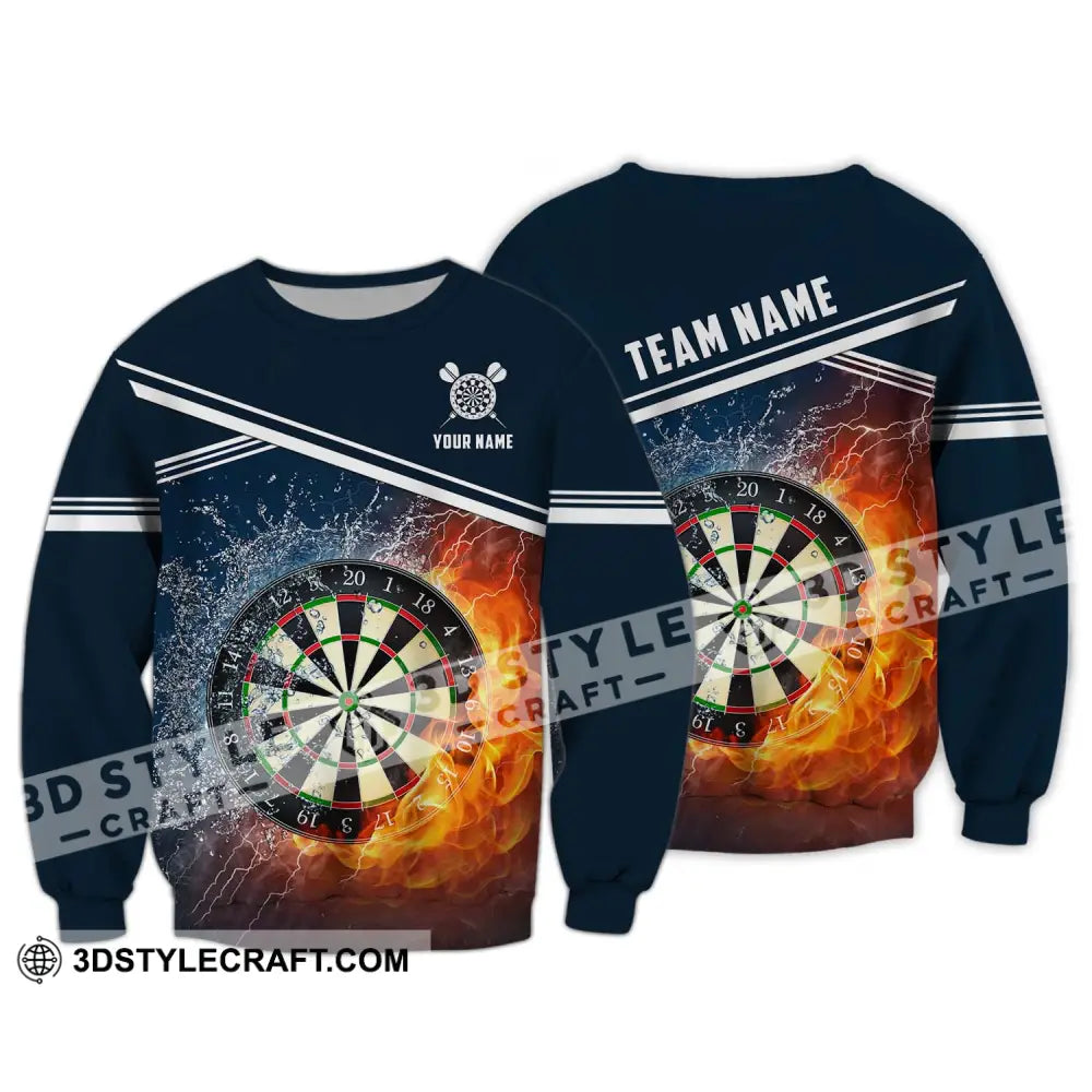 Unisex Shirt - Custom Name And Team Water Fire Darts Long Sleeve / S T-Shirt