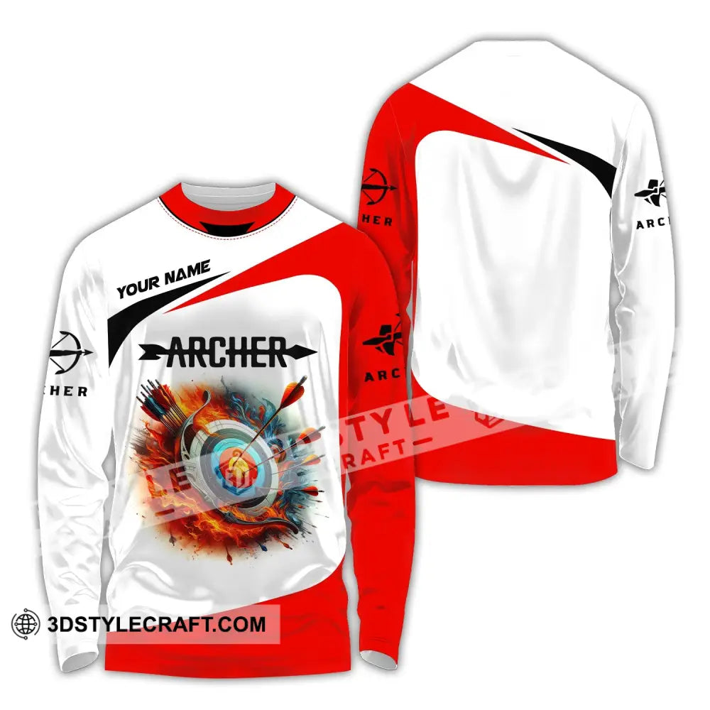 Unisex Shirt Custom Name Archery Gift For Lovers Long Sleeve / S T-Shirt