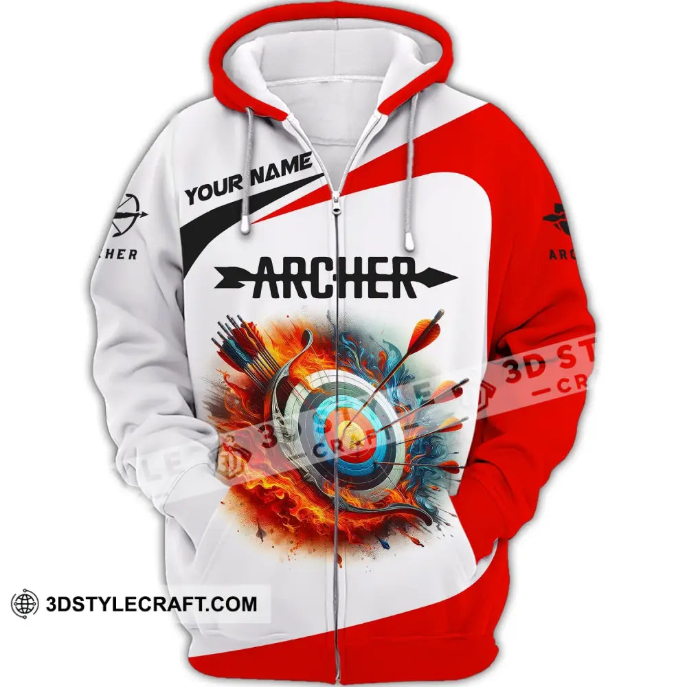 Unisex Shirt Custom Name Archery Gift For Lovers Zipper Hoodie / S T-Shirt