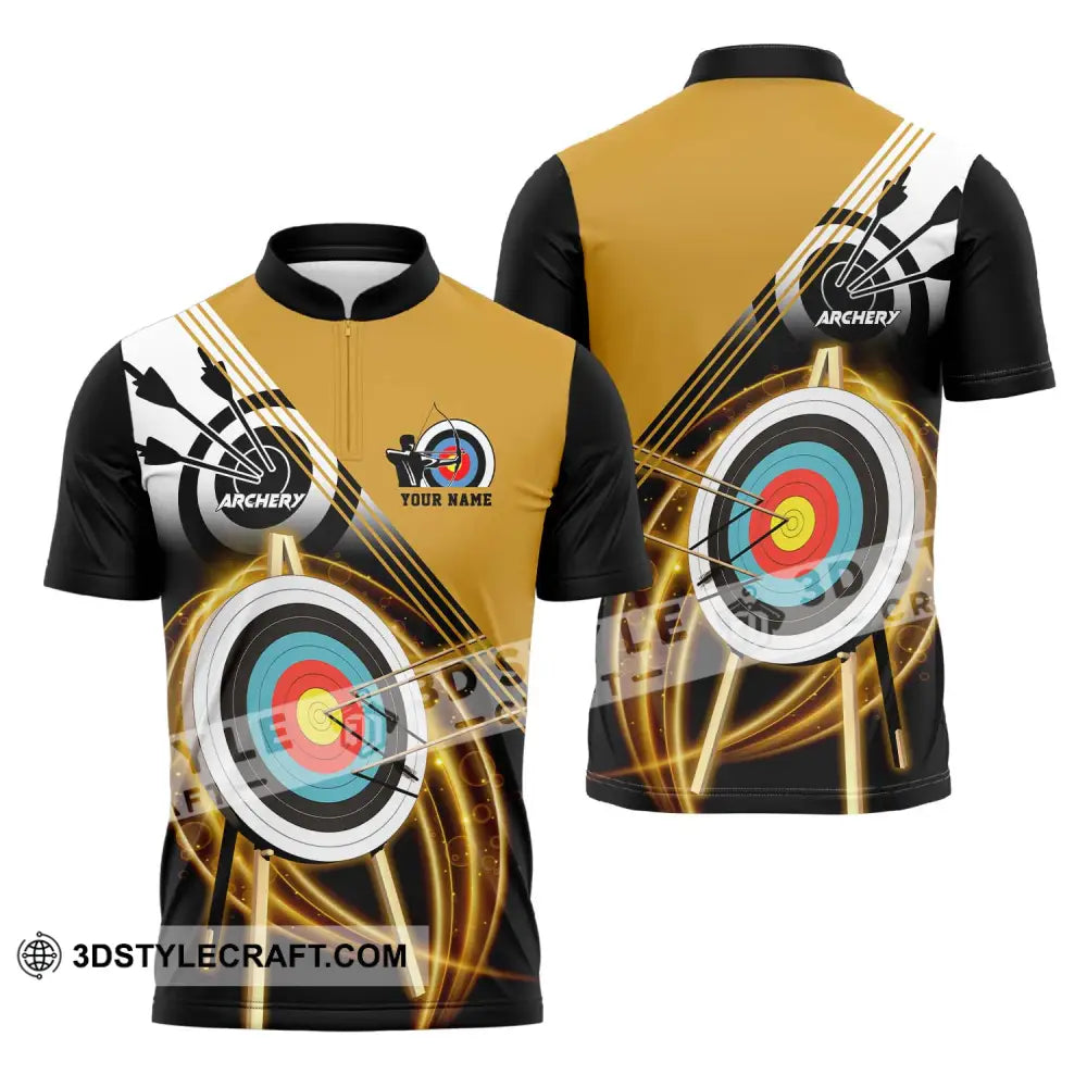 Unisex Shirt - Custom Name Darts Hit The Target Zipper Polo / S T-Shirt